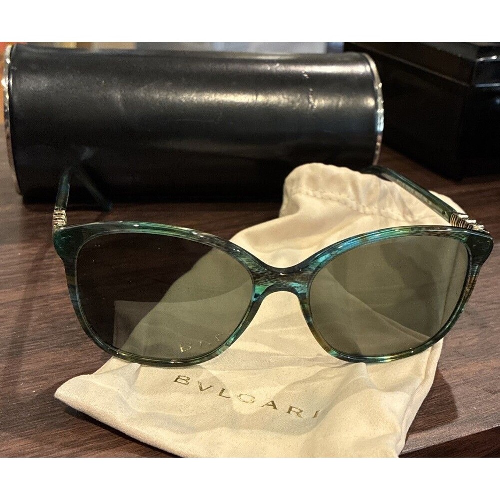 BVLGARI 8152-B Serpenti Teal Crystal Eyeglass Frames Only w/ Hard & Soft Case